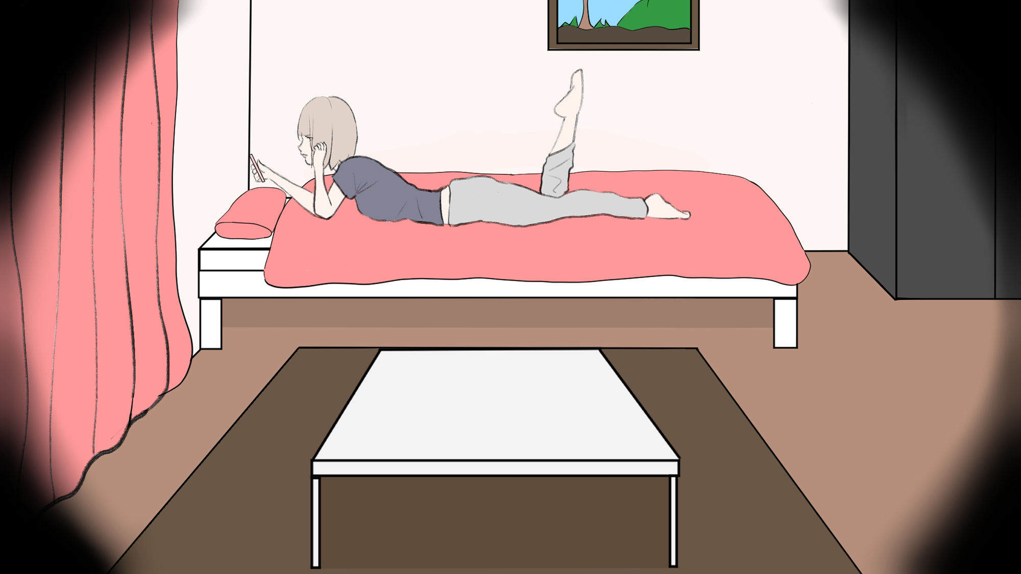 女子大生の部屋を壁穴から覗く薄毛のぽっちゃりおじさん サンプル3ページ目