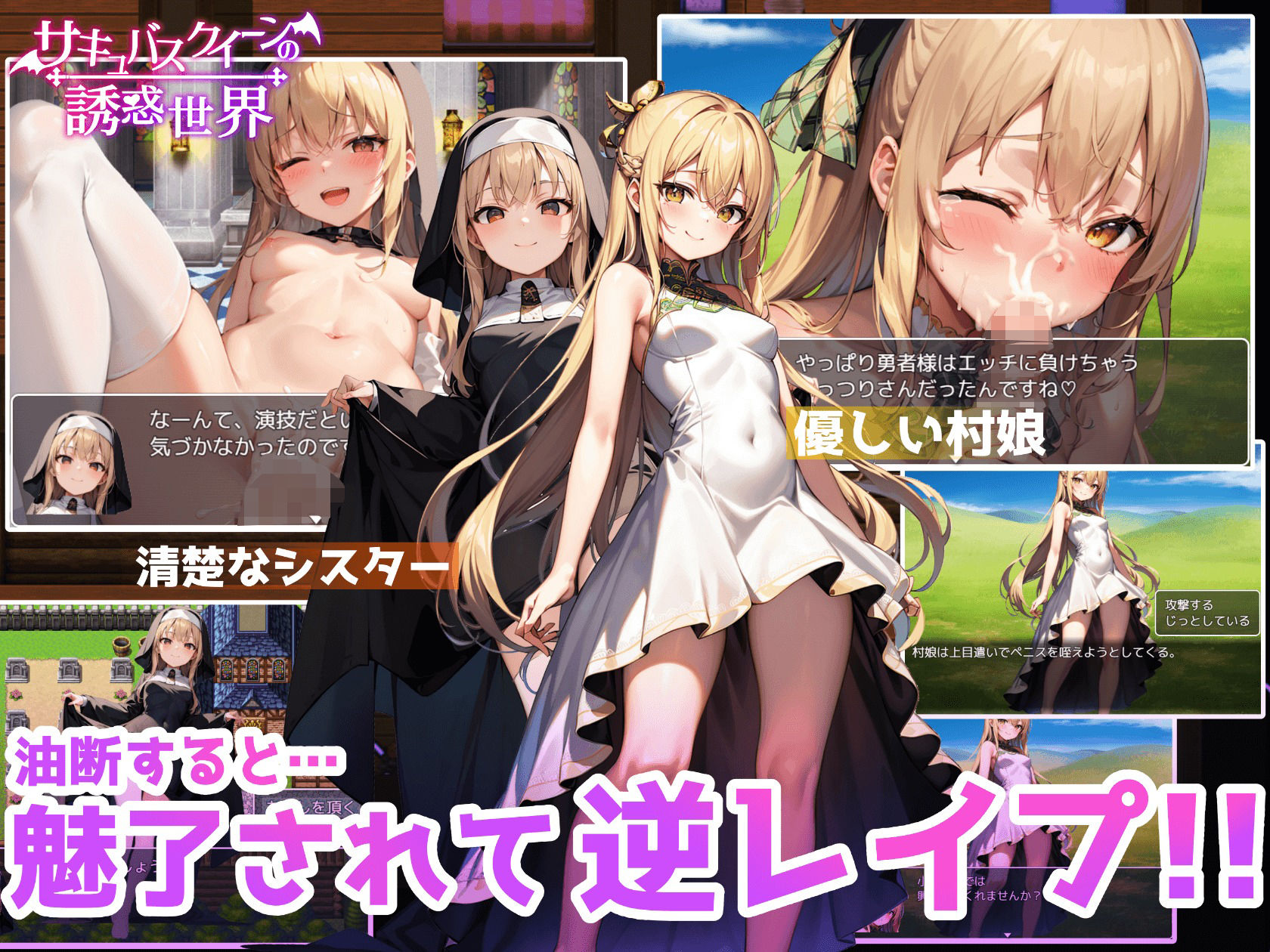 サキュバスクイーンの誘惑世界〜マゾと淫魔とレベルドレイン逆レ●プ〜 サンプル2ページ目