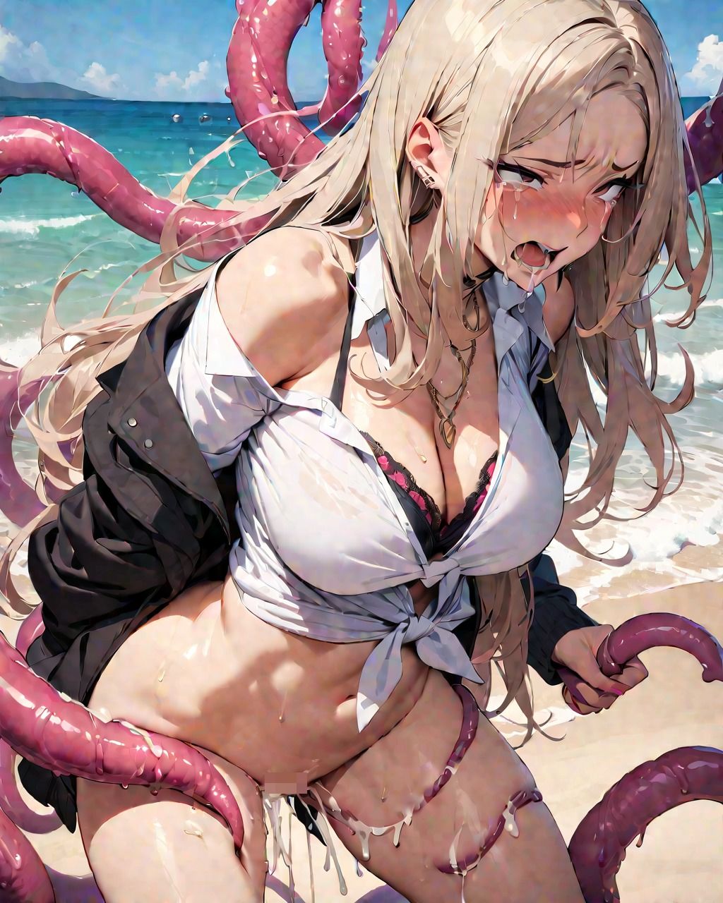 【秘密File】モデルギャル ビーチで触手レ●プ サンプル2ページ目