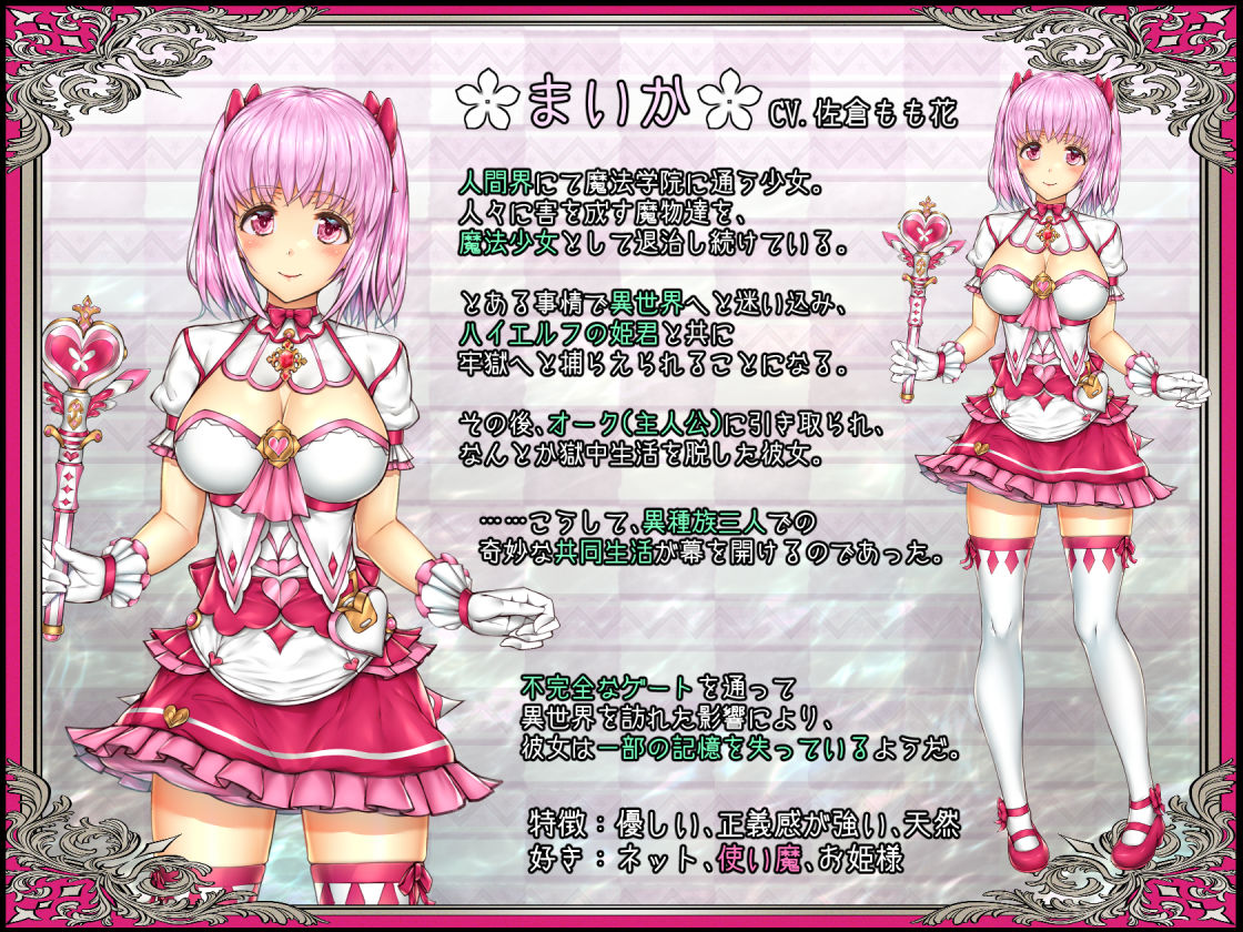 少女異種間獄 〜魔法少女＆エルフ姫、オークと過ごす異世界性活〜 サンプル3ページ目