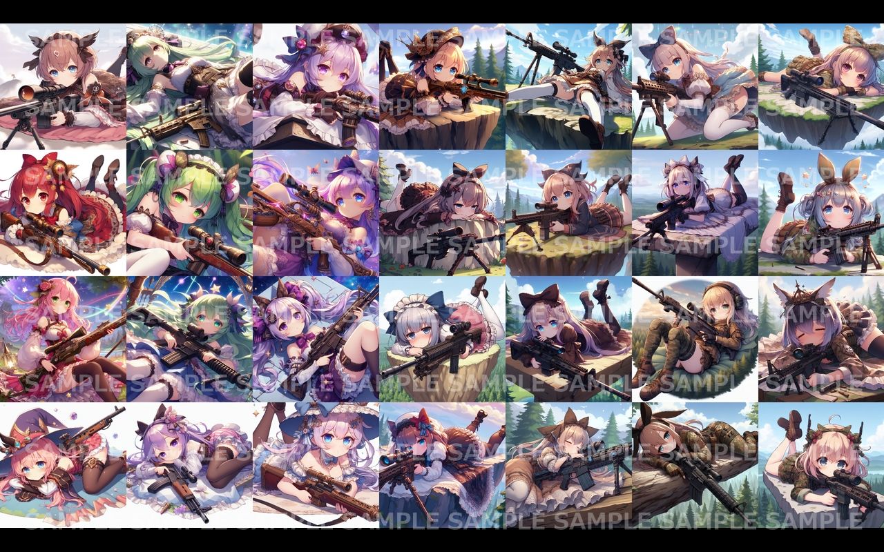 萌え系美少女ファンタジーイラスト素材集「スナイパー」 サンプル6ページ目