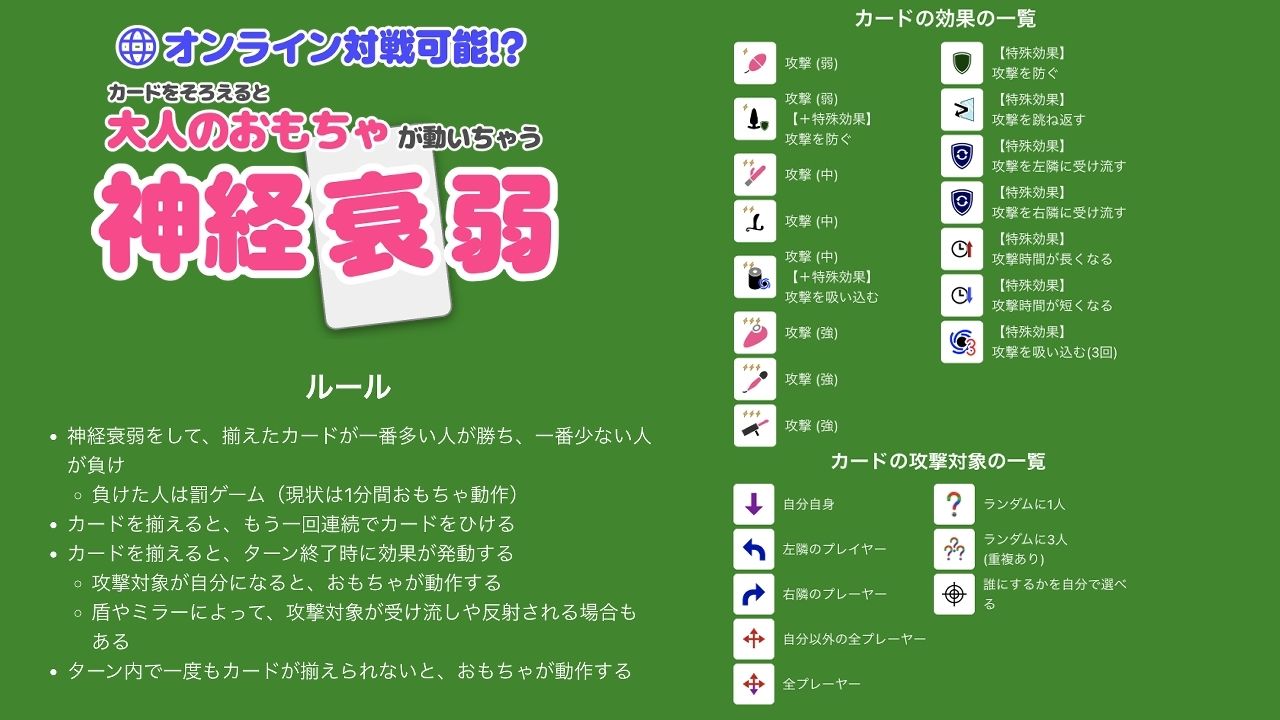 オンライン対戦可能！？カードを揃えると大人のおもちゃが動いちゃう神経衰弱 サンプル4ページ目
