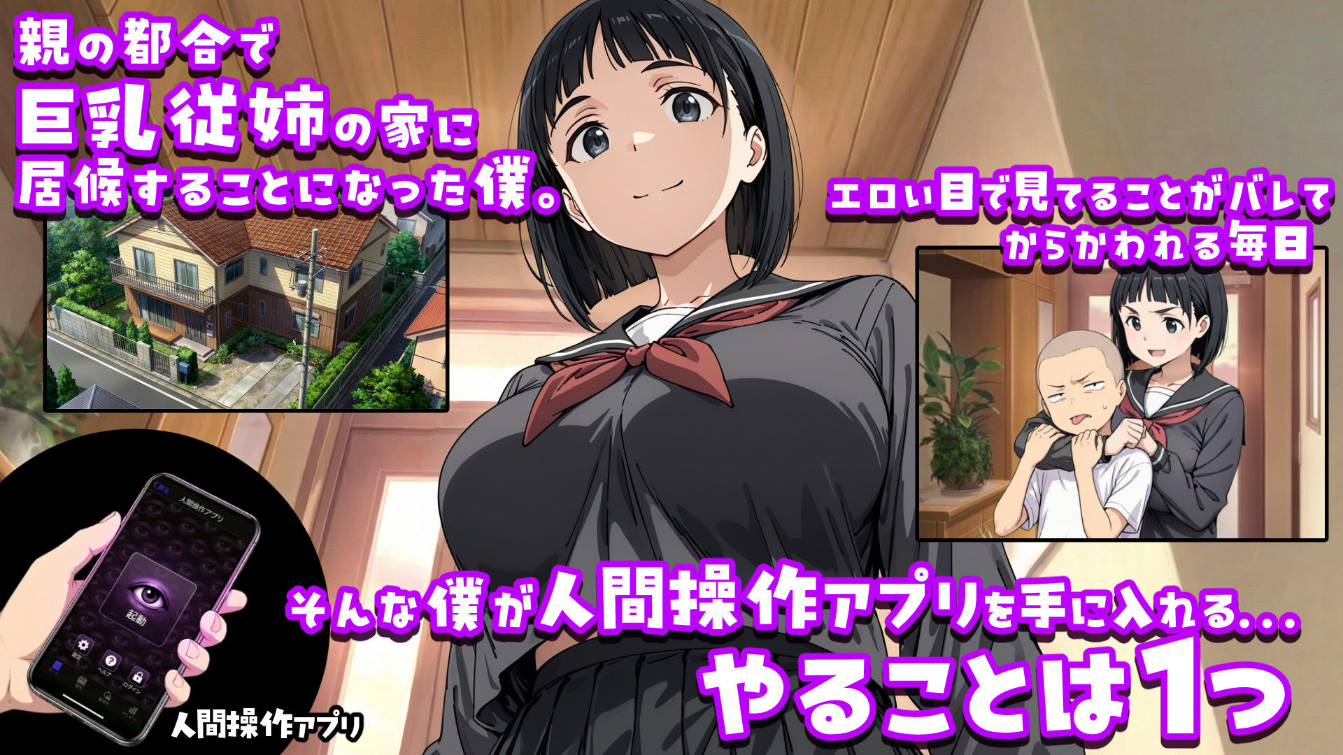 人間操作アプリで巨乳従姉を好き放題する話 サンプル1ページ目