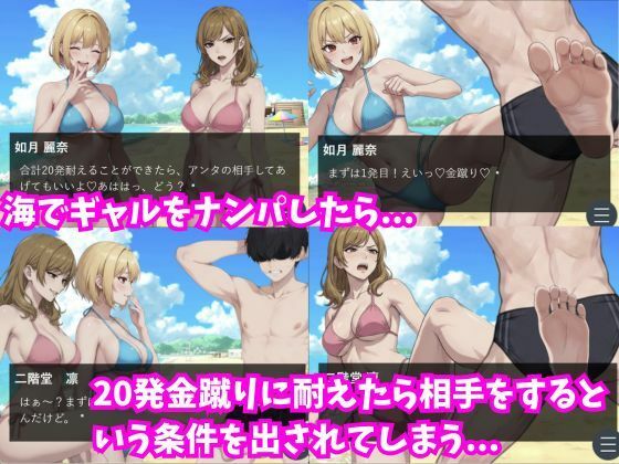 水着美女と金蹴り我慢ゲーム【M向けタップアクションノベル】 サンプル1ページ目