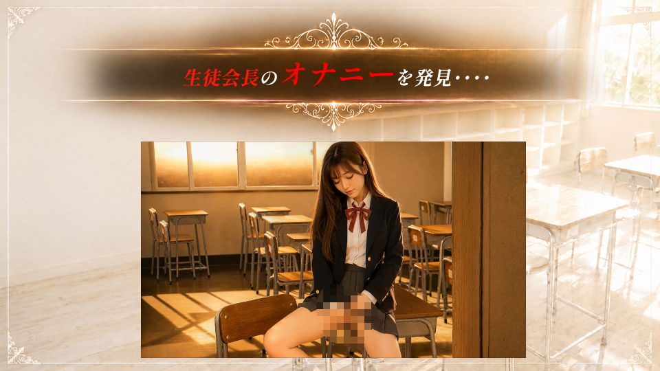 【4Kフル実写版/フルボイス】巨乳生徒会長のオナニーを見つけ教室で中出しセックスした件【JK教室オナニーシリーズ】〜桜井しおり編〜 サンプル1ページ目
