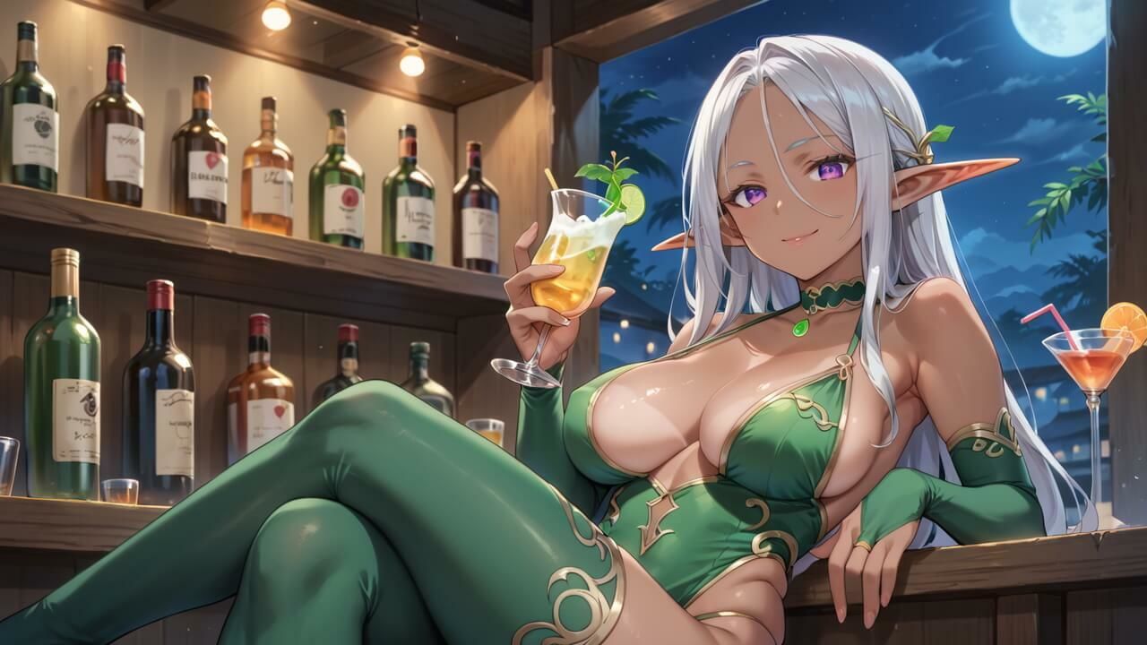 月夜の搾精酒場 〜褐色ダークエルフ・セレーネの淫らなおもてなし〜 サンプル2ページ目