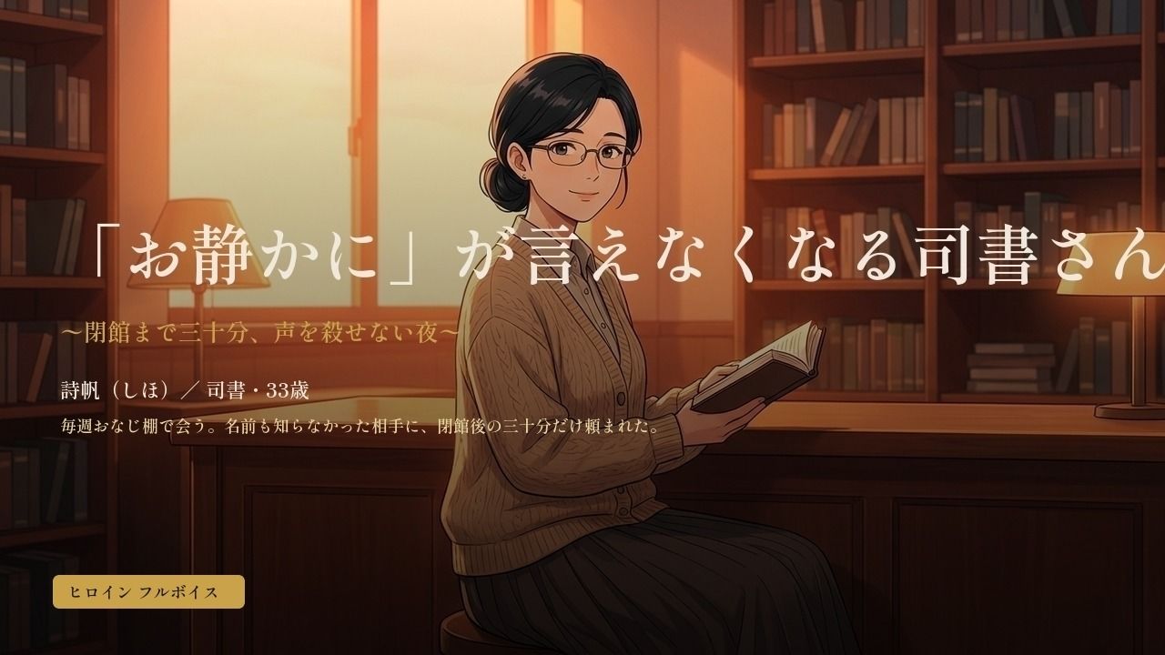 「お静かに」が言えなくなる司書さん 〜閉館まで三十分、声を殺せない夜〜 サンプル1ページ目