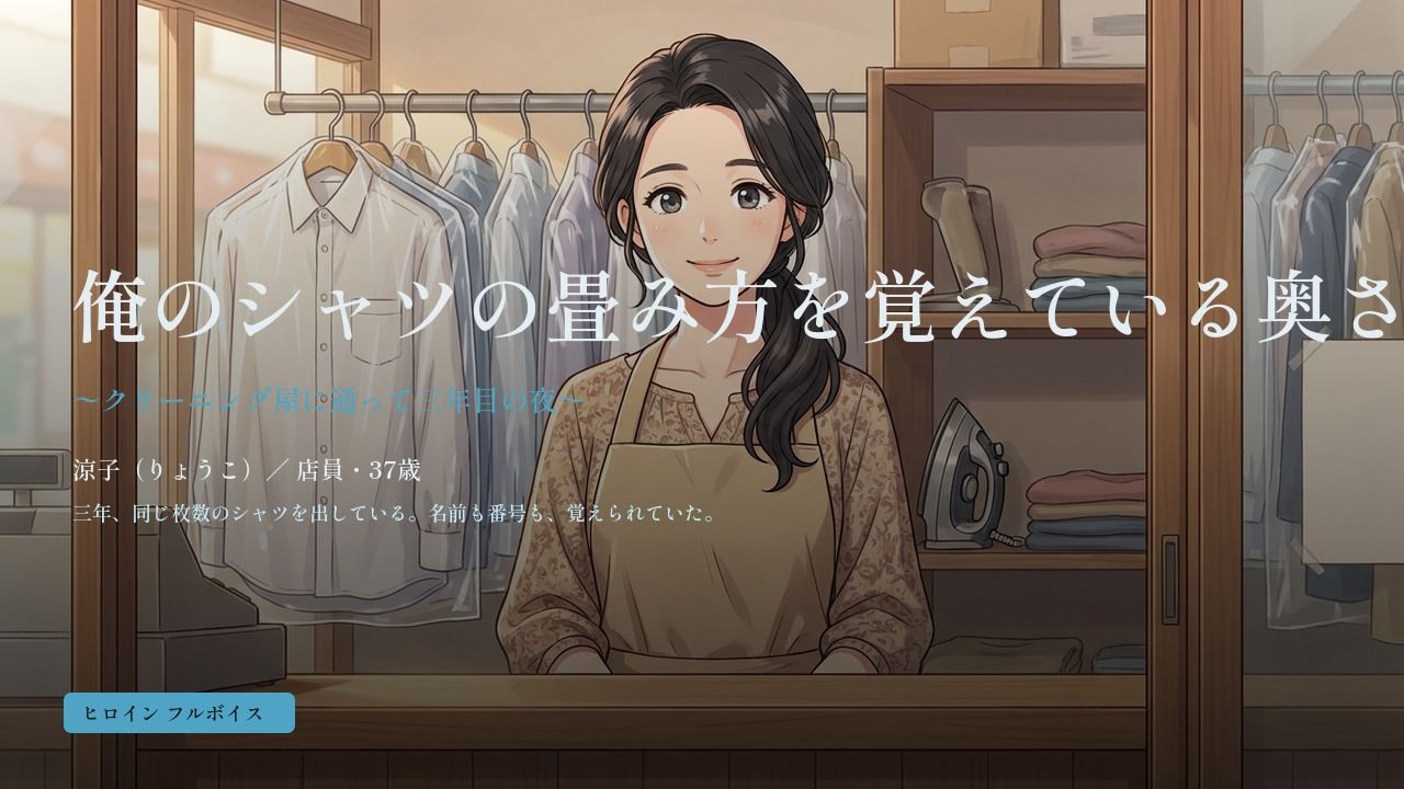 俺のシャツの畳み方を覚えている奥さん 〜クリーニング屋に通って三年目の夜〜 サンプル1ページ目