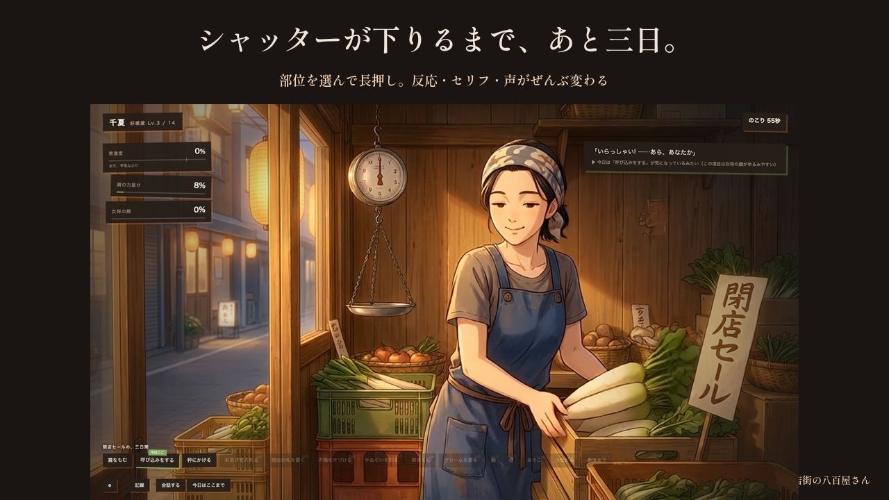 おまけをくれる商店街の八百屋の奥さん 〜閉店セールの三日間、最後の客に〜 サンプル2ページ目