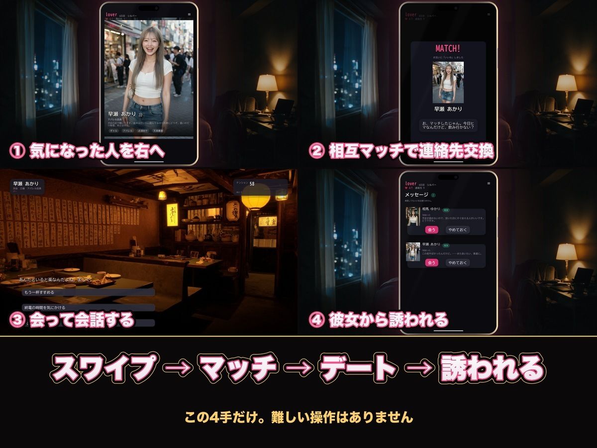 【実写系Hゲーム】ヤリモクしかいない出会い系アプリ 〜スワイプで即ハメ、素人娘20人全員とヤれる〜 サンプル3ページ目