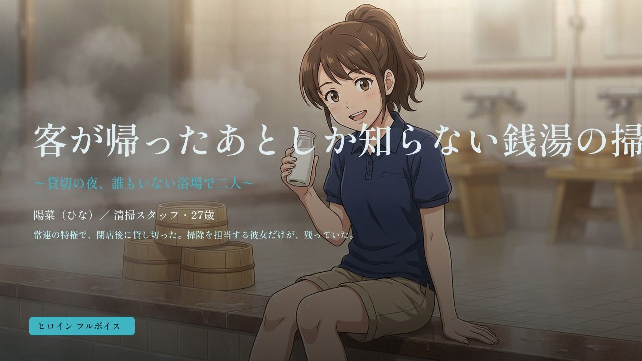 客が帰ったあとしか知らない銭湯の掃除係〜貸切の夜、誰もいない浴場で二人〜 サンプル1ページ目