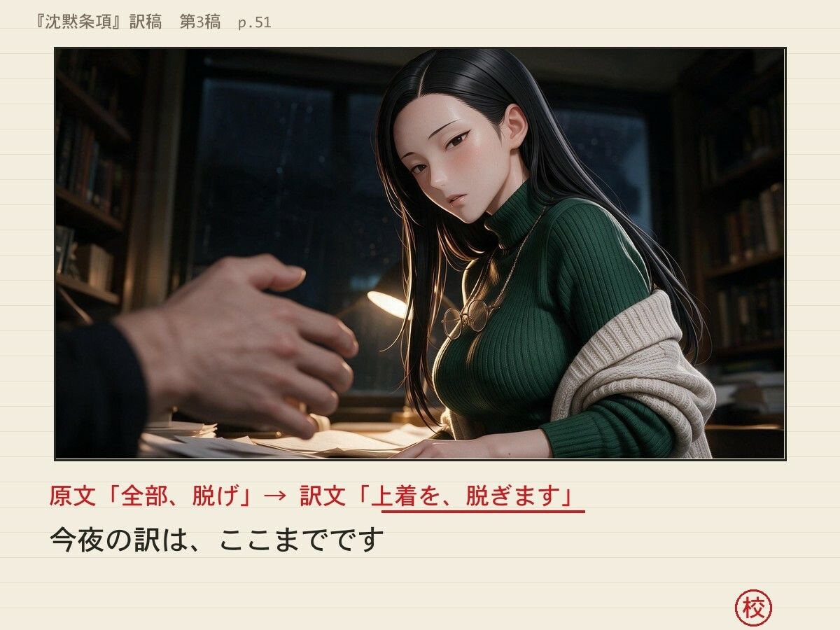 催淫アプリが効いたふりの黒髪巨乳翻訳家〜「……かかりました」と訳しながら、中出しまで許してくれる〜 サンプル3ページ目