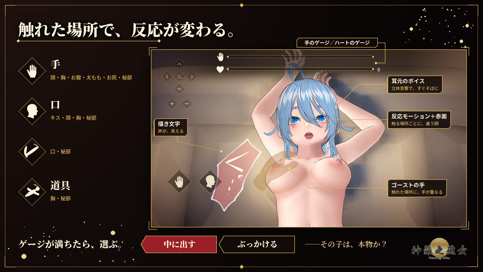 【フル3Dおさわり】本物には中に、偽物には外に。─サキュバスが化けた巫女を見破れ─神籬之巫女 サンプル3ページ目