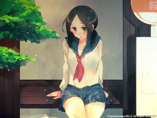 バス停で雨宿り 濡れた少女と隠れてエッチ サンプル1ページ目