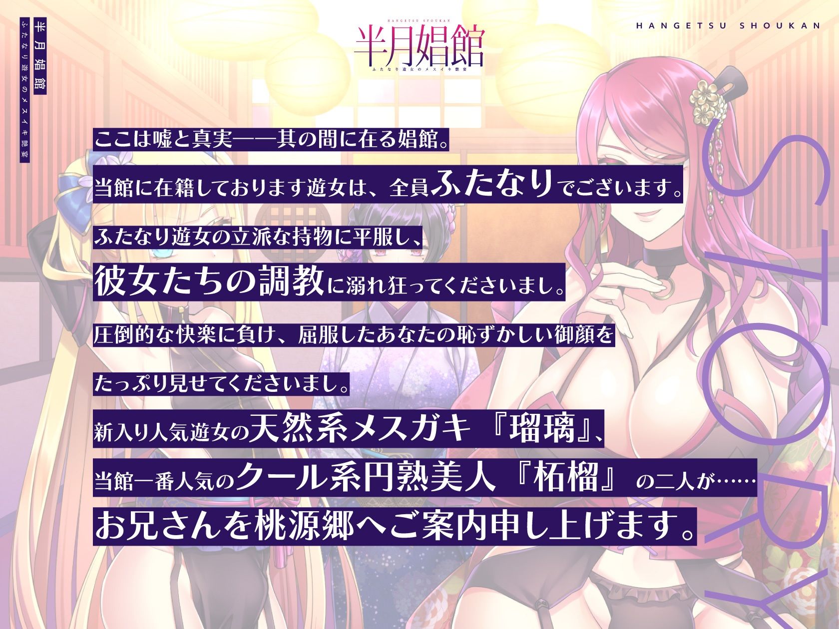 【天然系メス〇キ×クール系円熟美人】半月娼館〜ふたなり遊女のメスイキ艶宴〜 サンプル2ページ目