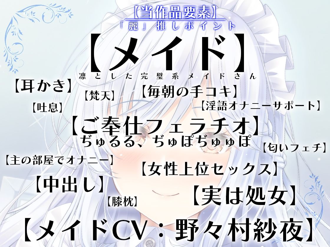 主が好きすぎるメイドさん-神白麗-【年上で表面上しっかりものの完璧メイド、冷徹な面もあるが表面上はやさしい 】そんなメイドさんです【KU100】 サンプル4ページ目