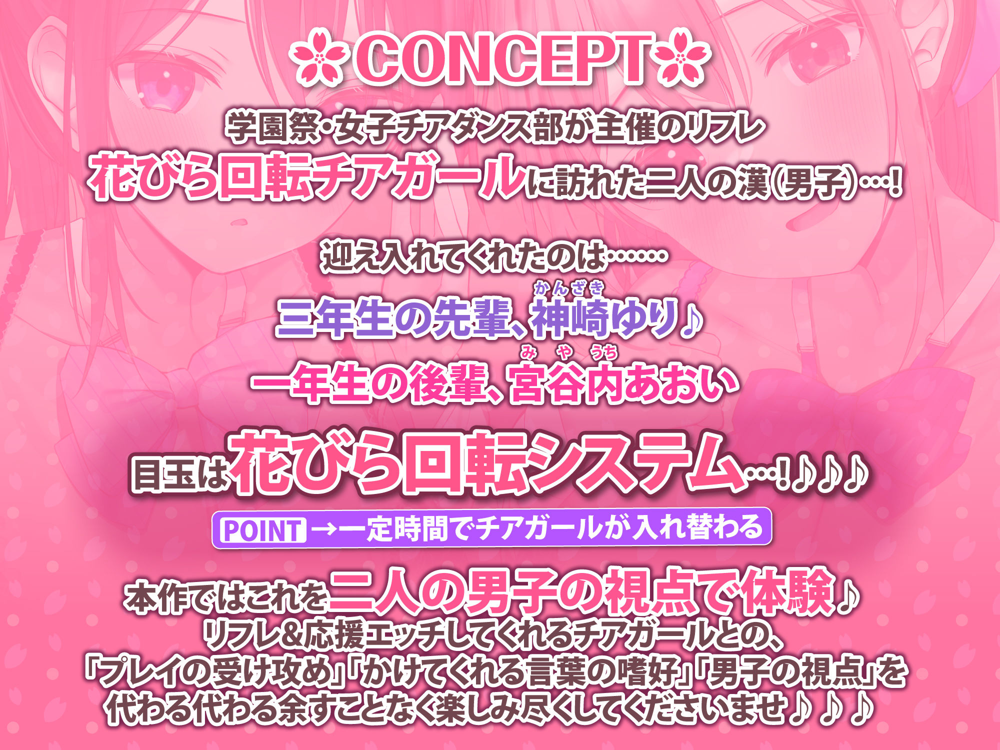 【KU100】ドスケベ学園祭リフレの花びら回転チアガール♪ 〜隣の喘ぎも丸聞こえ！ 射精我慢を応援されながらハーレム中出しえっち！【りふれぼプレミアムシリーズ】 サンプル2ページ目