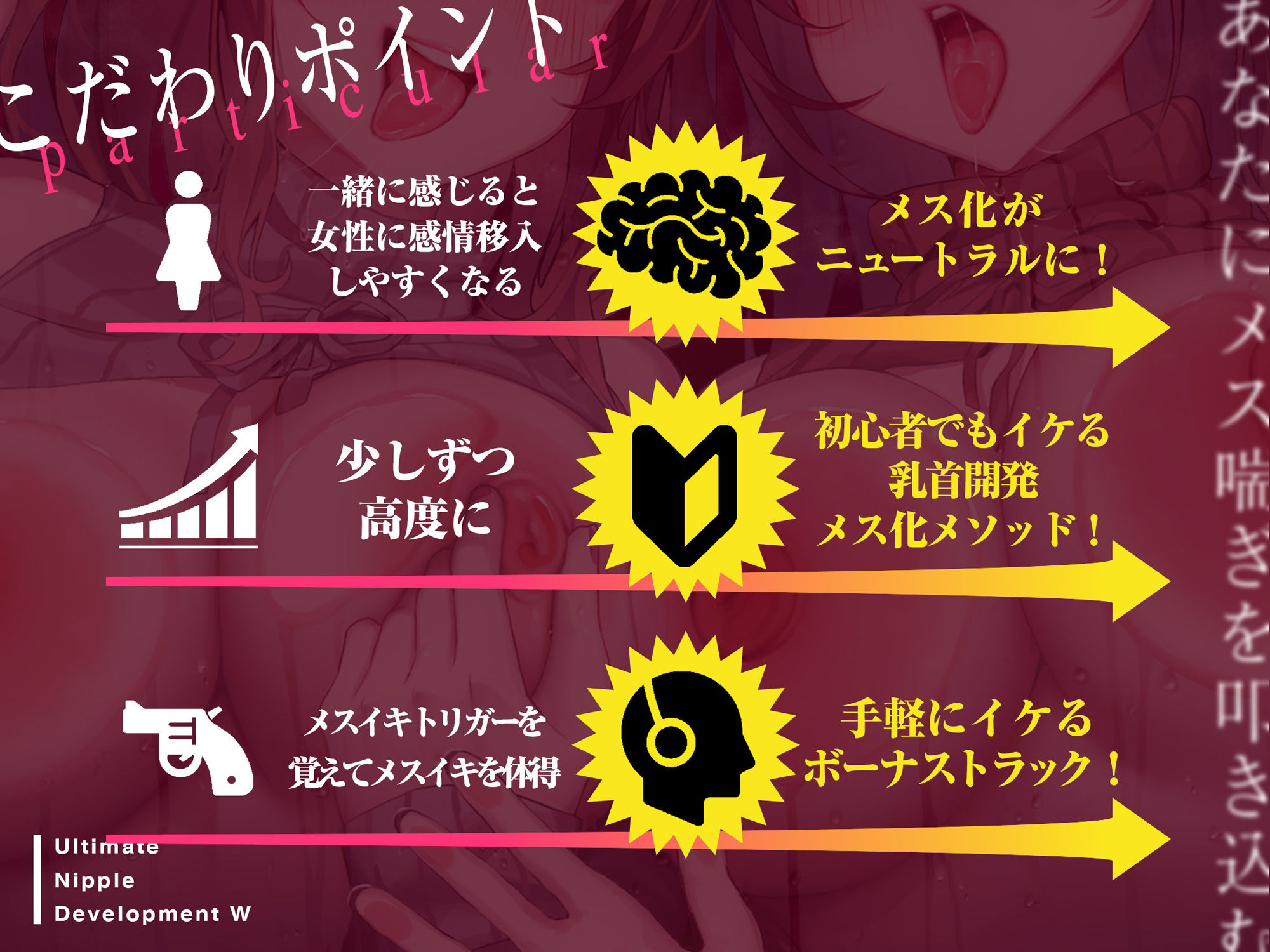 あなたにメス喘ぎを叩き込む、アルティメット乳首開発ダブル！！！ サンプル2ページ目