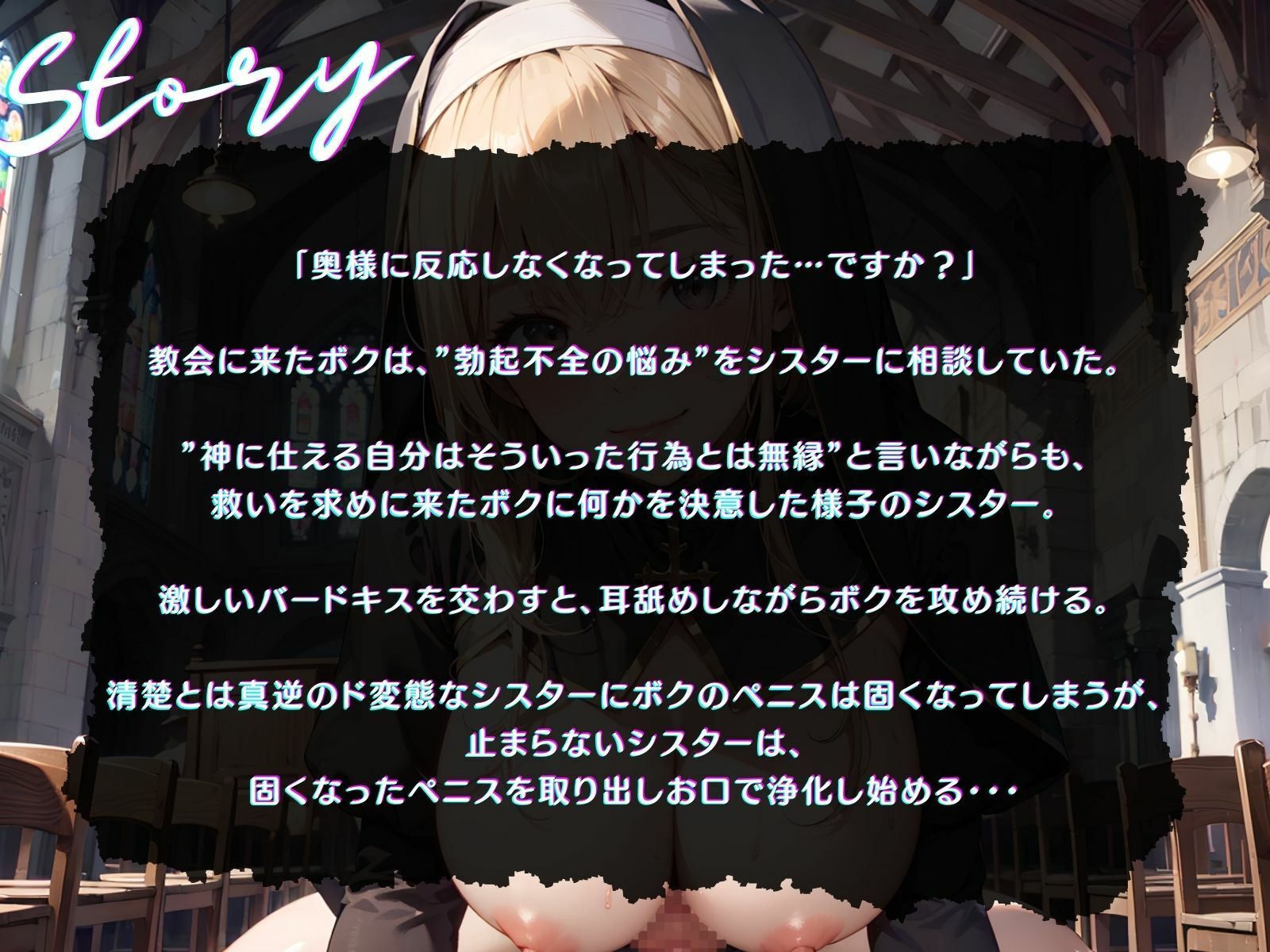 【KU100】（NTR）妻との子を授かる為にお祈りしたら、シスターに子種を捧げてしまいました♪ サンプル3ページ目