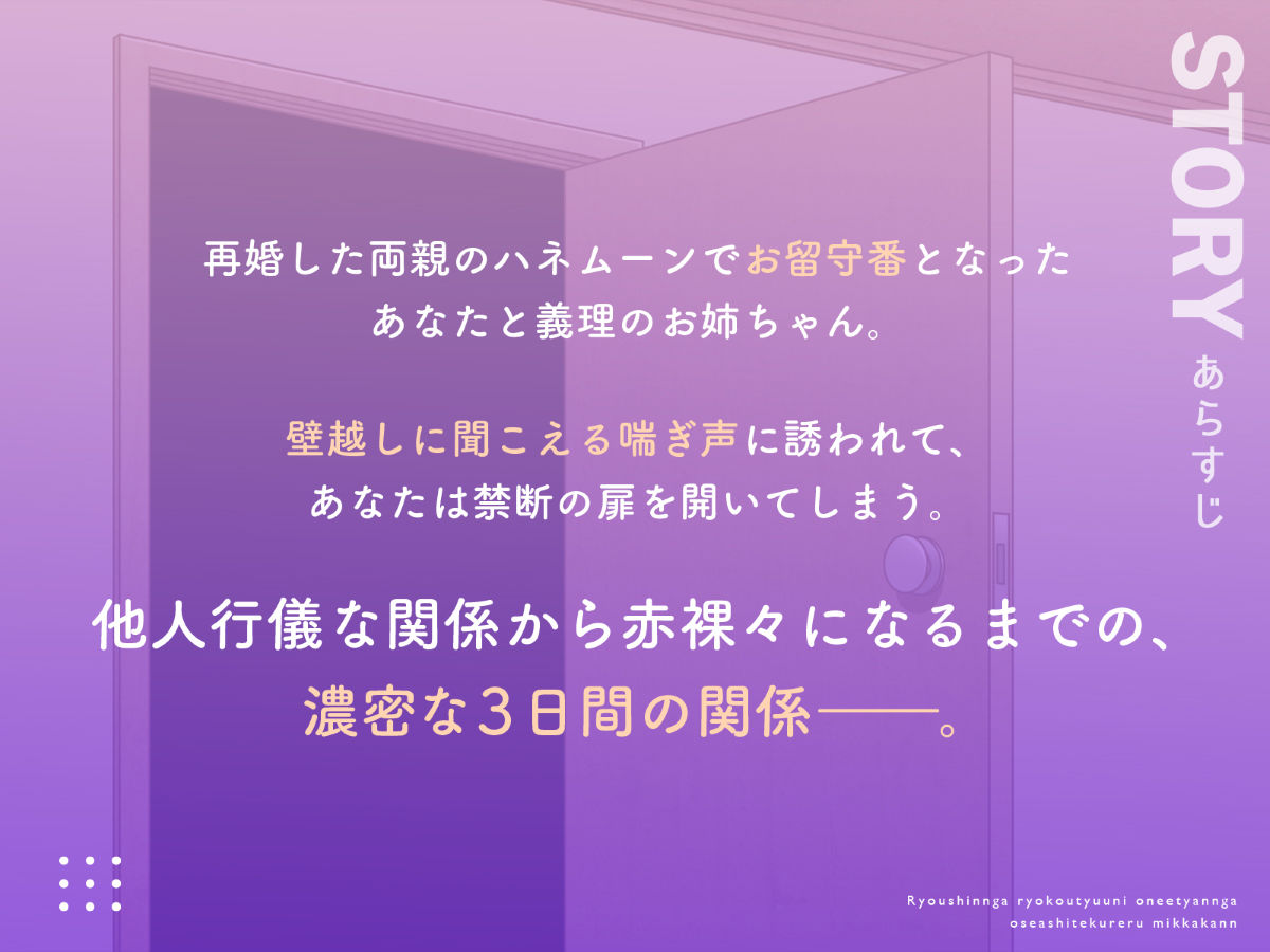 【バイノーラル】両親が旅行中にお姉ちゃんがお世話してくれる3日間 サンプル1ページ目