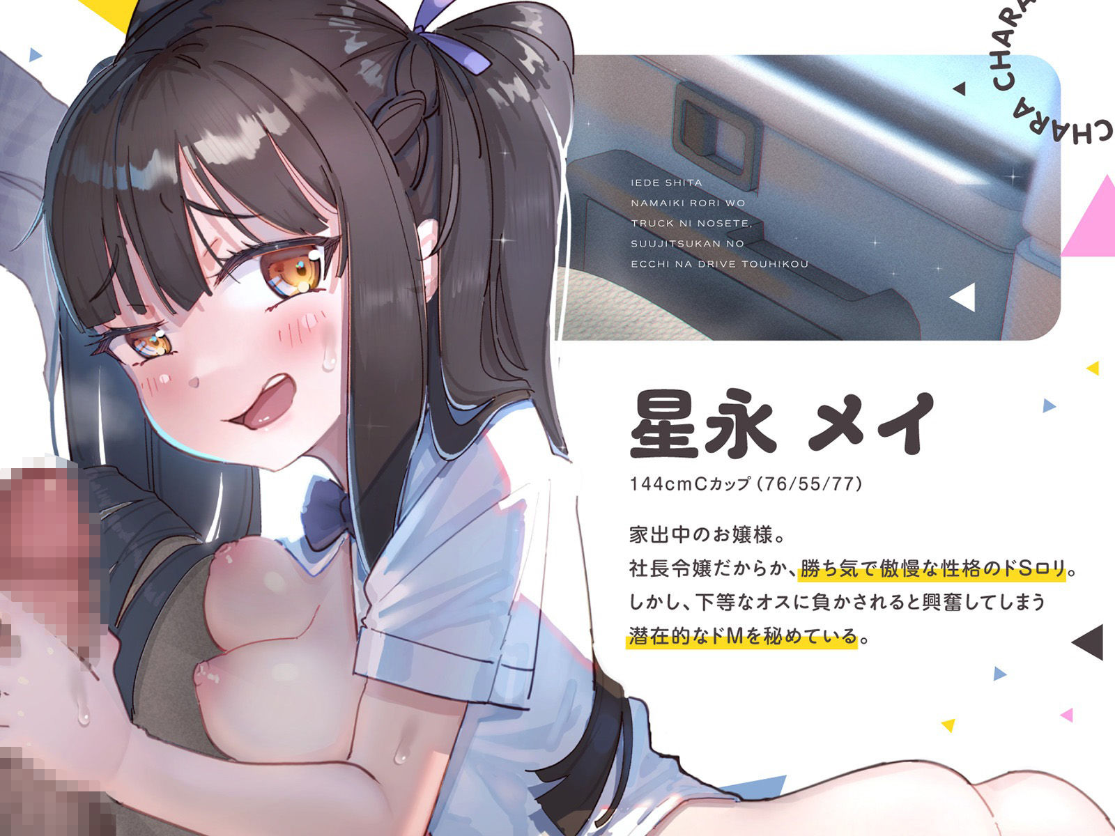 家出した生意気ロリをトラックに乗せて、数日間のえっちなドライブ逃避行（KU100マイク収録作品） サンプル2ページ目