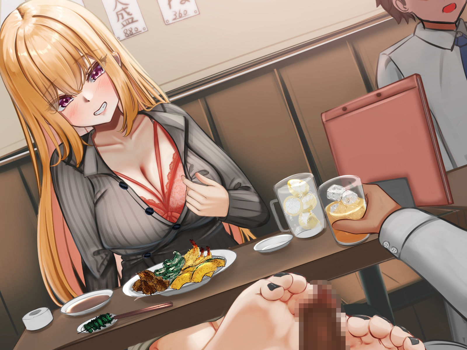 同窓会で再会した垢抜けJD元カノが机の下で足コキしてくる〜バレバレ勃起ちんぽ咥えてトイレでこっそり生中出しセックス〜 サンプル3ページ目