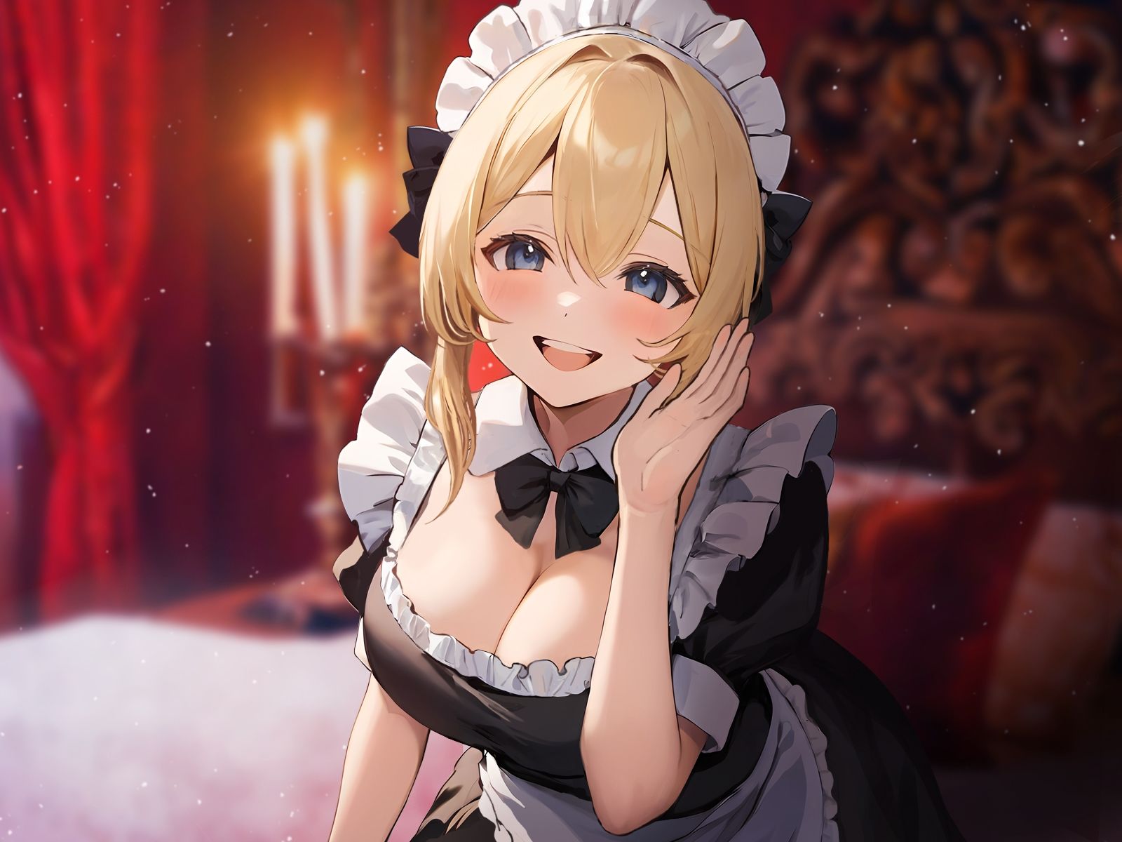 からかい上手なお姉さんメイドのおっぱい押し当て密着囁きエッチ。「坊ちゃま…初めてのご奉仕は私にお任せください♪」 サンプル4ページ目