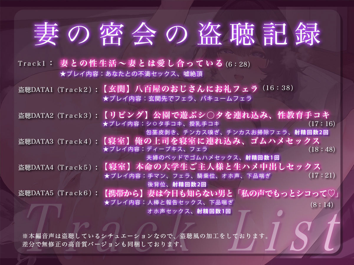 【脳破壊ボイス】僕だけが知らない愛する妻の秘密の情事〜自宅を盗聴したら代わる代わる男たちとセックスしていて悔シコ不可避〜 サンプル4ページ目