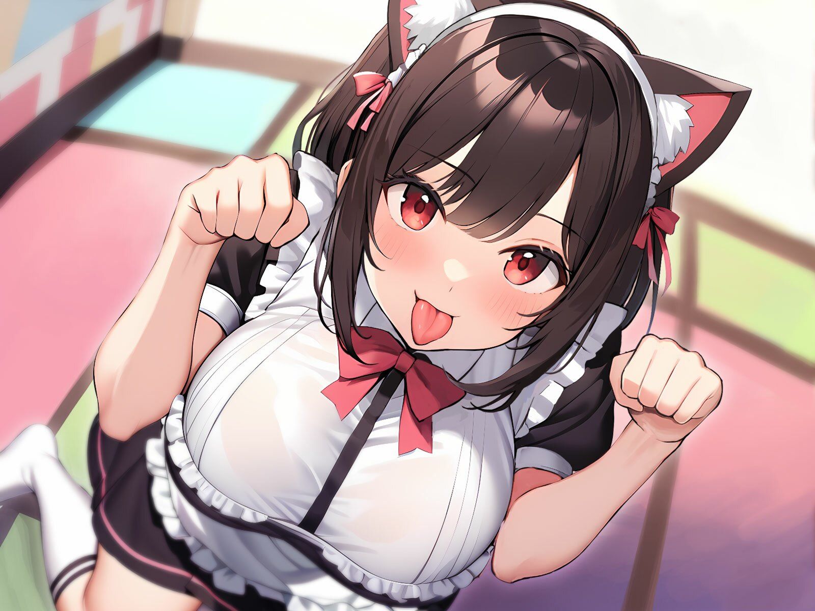 猫耳カフェの爆乳看板娘はご主人様の全身チロチロ舐め回すヌレヌレ変態メイド〜発情して止まらない好き好きご奉仕えっち〜 サンプル4ページ目