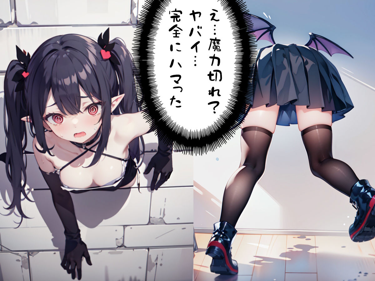 壁尻サキュバス！！壁にハマった処女サキュバスに精液注入して助けてやった サンプル2ページ目