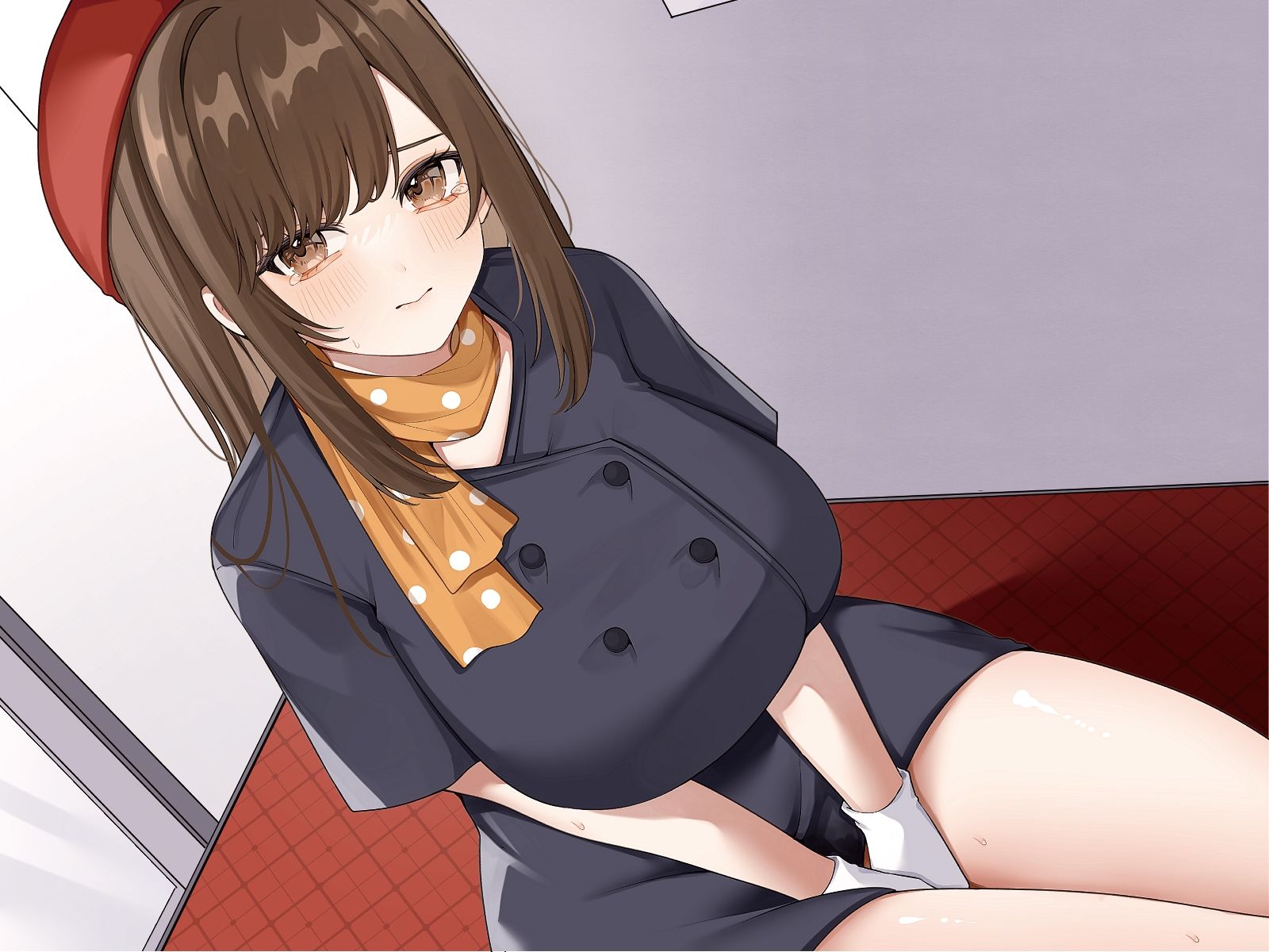 清楚な巨乳エレベーターガールが閉じ込められておしがま発情〜放尿見られて興奮濡れお◯んこ搾り取りえっち〜 サンプル4ページ目
