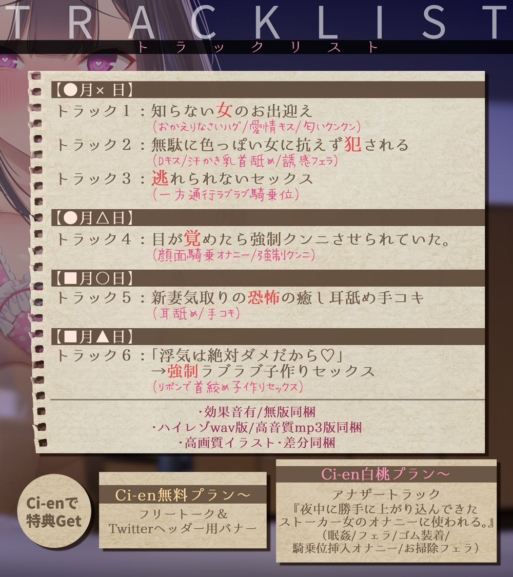 【超リアル音源/KU100】ストーカー女の愛妻日記。〜僕への愛と執着がすごいイカレ女と強●ラブラブ子作りセックス〜 サンプル4ページ目