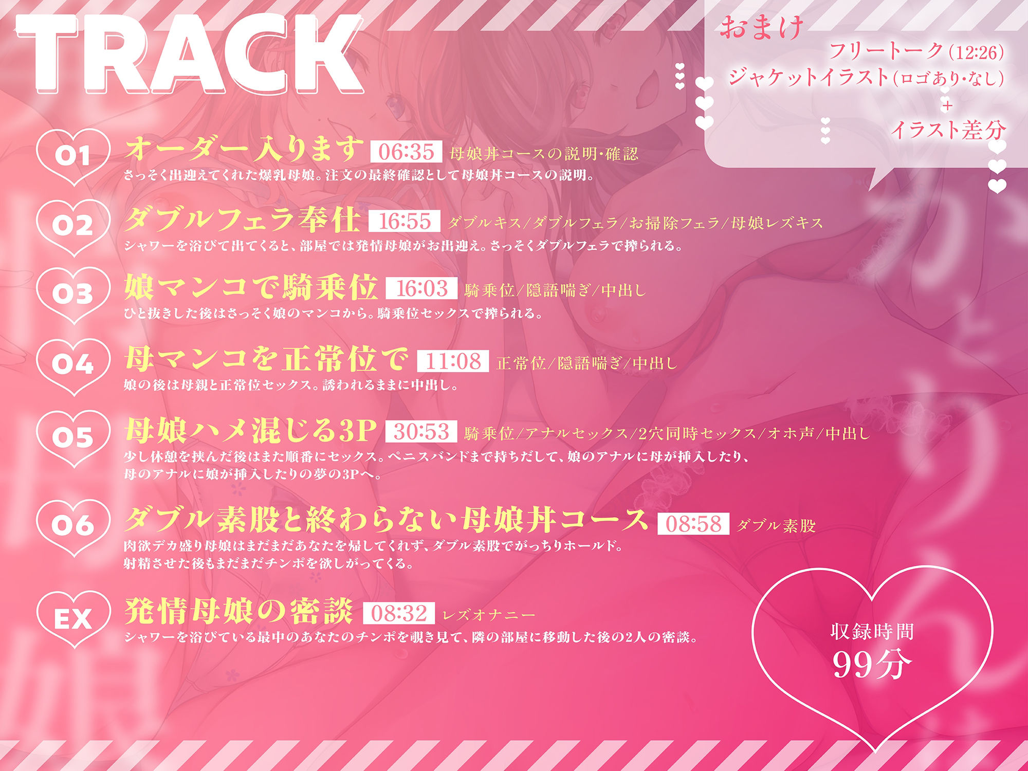 【バイノーラル】【オホ声×発情×母娘丼】みかとりんは発情母娘〜ヤリマンションの裏メニュー『肉欲デカ盛り母娘丼』〜 CV:餅梨あむ/白石たま サンプル3ページ目