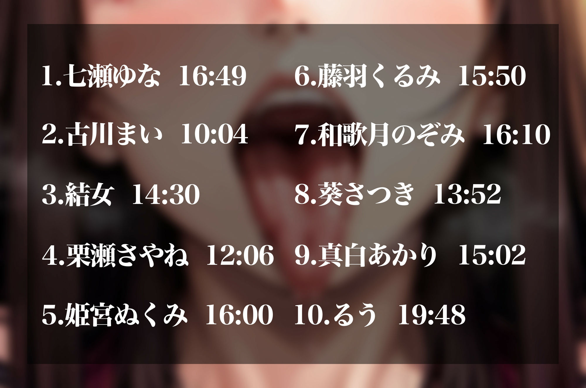 【実演オナニーオムニバス】収録時間は驚異の2時間30分超え！新規録りおろし実演オナニー×10人の超お得なオムニバス！！お気に入りの女の子を見つけて楽しんでください！ サンプル2ページ目