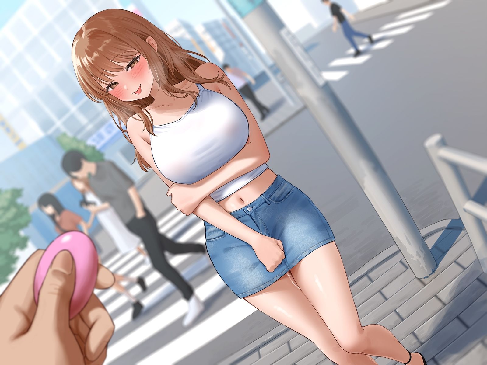 見られて興奮するドスケベ薄着ギャル彼女の強●連れ出されリモバイ散歩〜好きな時にスイッチ押していいからね♪〜 サンプル4ページ目