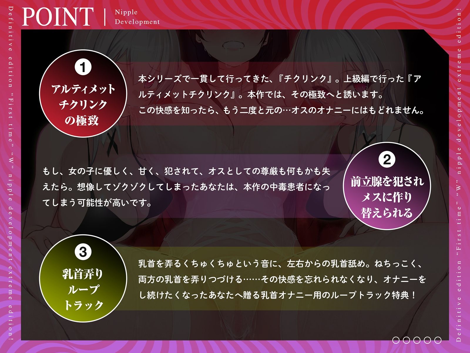 【危険取り扱い注意】四部作最終章！誰でも出来る！決定版「はじめての」「W」乳首開発極限編！【脳内麻薬出っぱなし！乳首中毒確定】 サンプル2ページ目