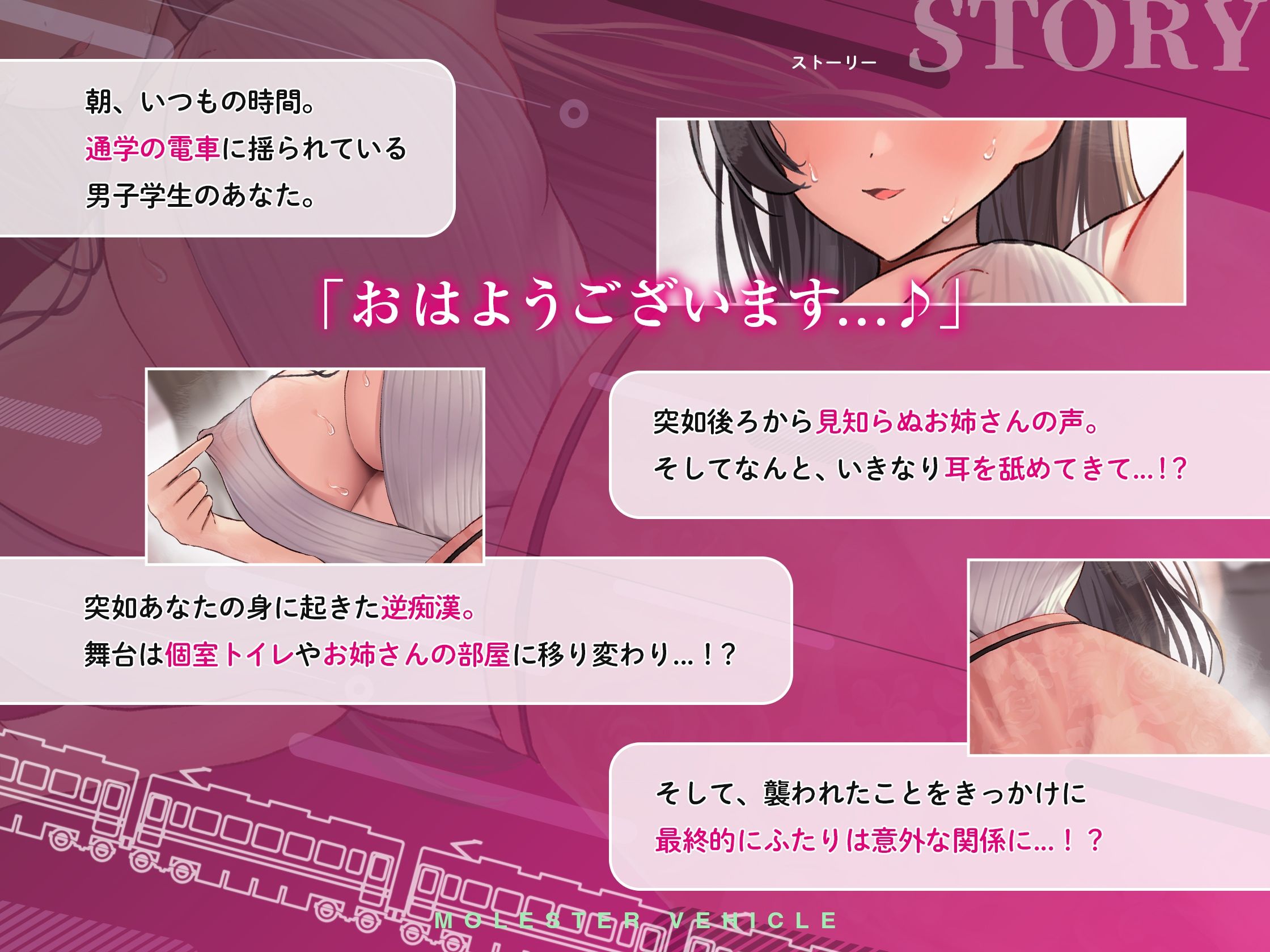 逆痴●車両〜車内密着手コキから始まる処女お姉さんの暴走逆レ●プ〜【2時間超の大ボリューム】 サンプル4ページ目