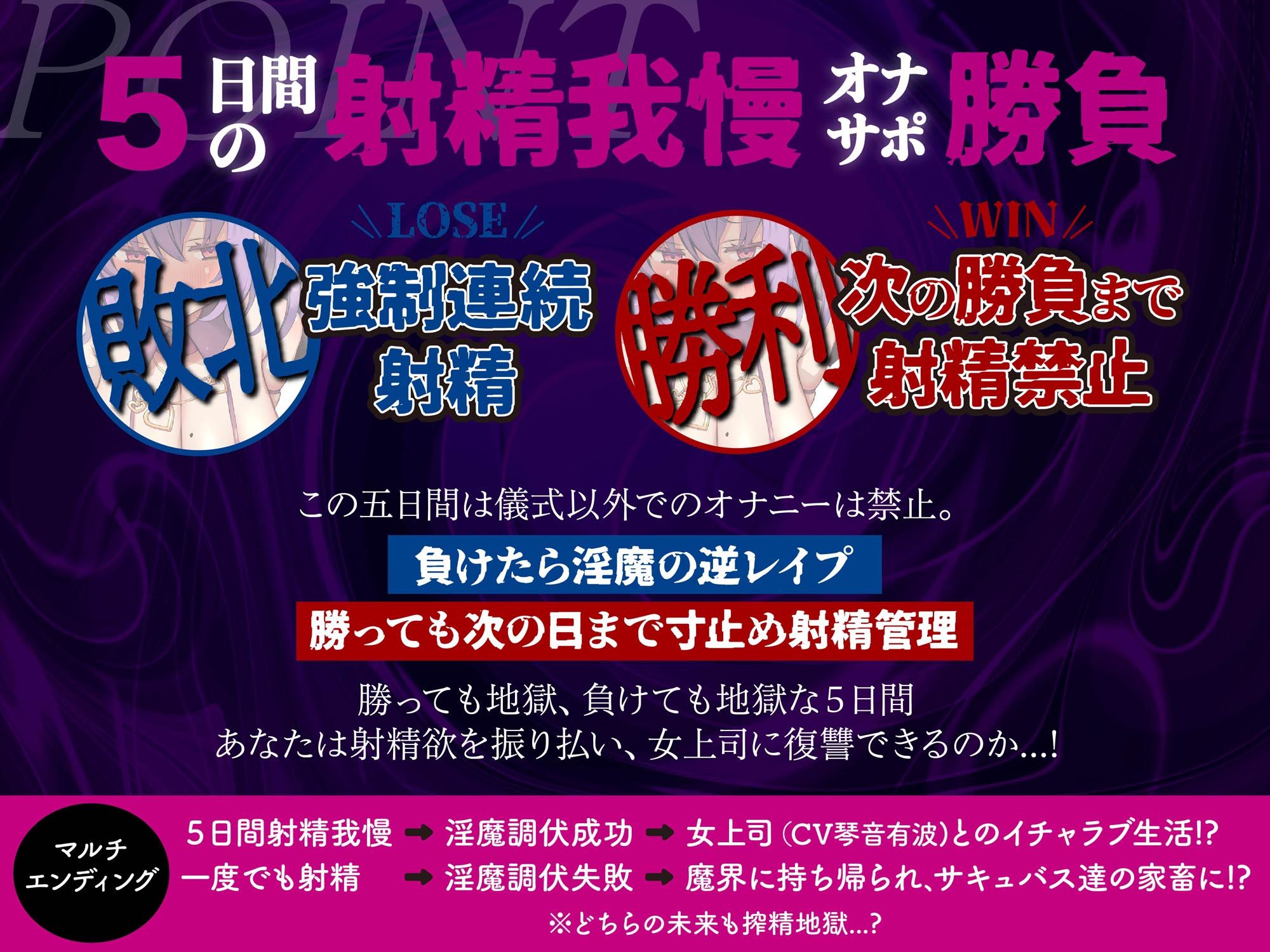 【オナサポ】【連続射精】【射精管理】意地悪メ○○キオナサポ淫魔〜勝ったら射精禁止の射精管理、負けても搾精地獄！？〜 サンプル4ページ目