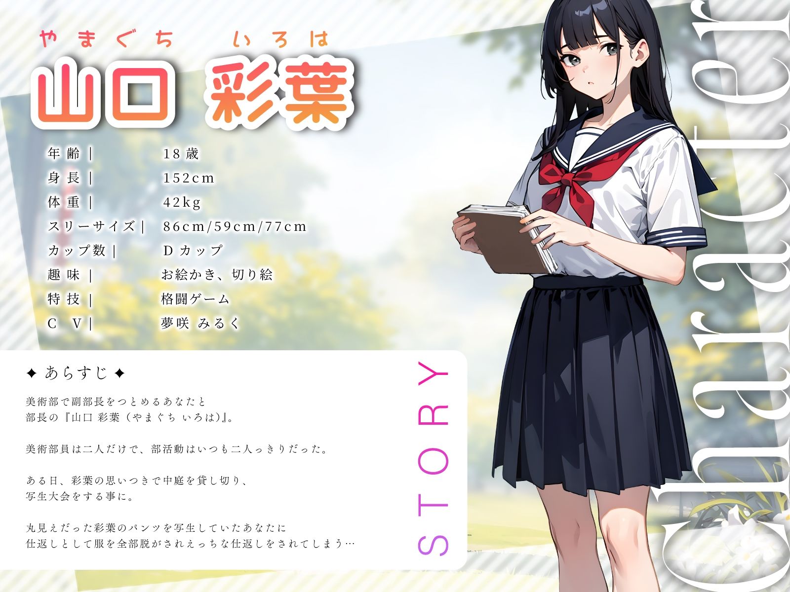 お絵描き好きなおっとり天然美術部長と二人っきりの校内写生大会〜ヌードで発情処女卒業オホ声っち〜 サンプル2ページ目