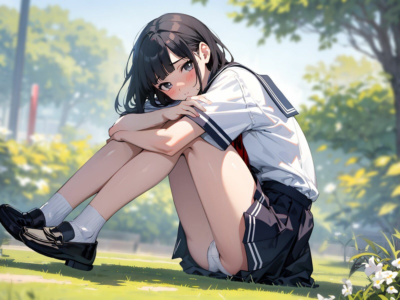 お絵描き好きなおっとり天然美術部長と二人っきりの校内写生大会〜ヌードで発情処女卒業オホ声っち〜 サンプル4ページ目