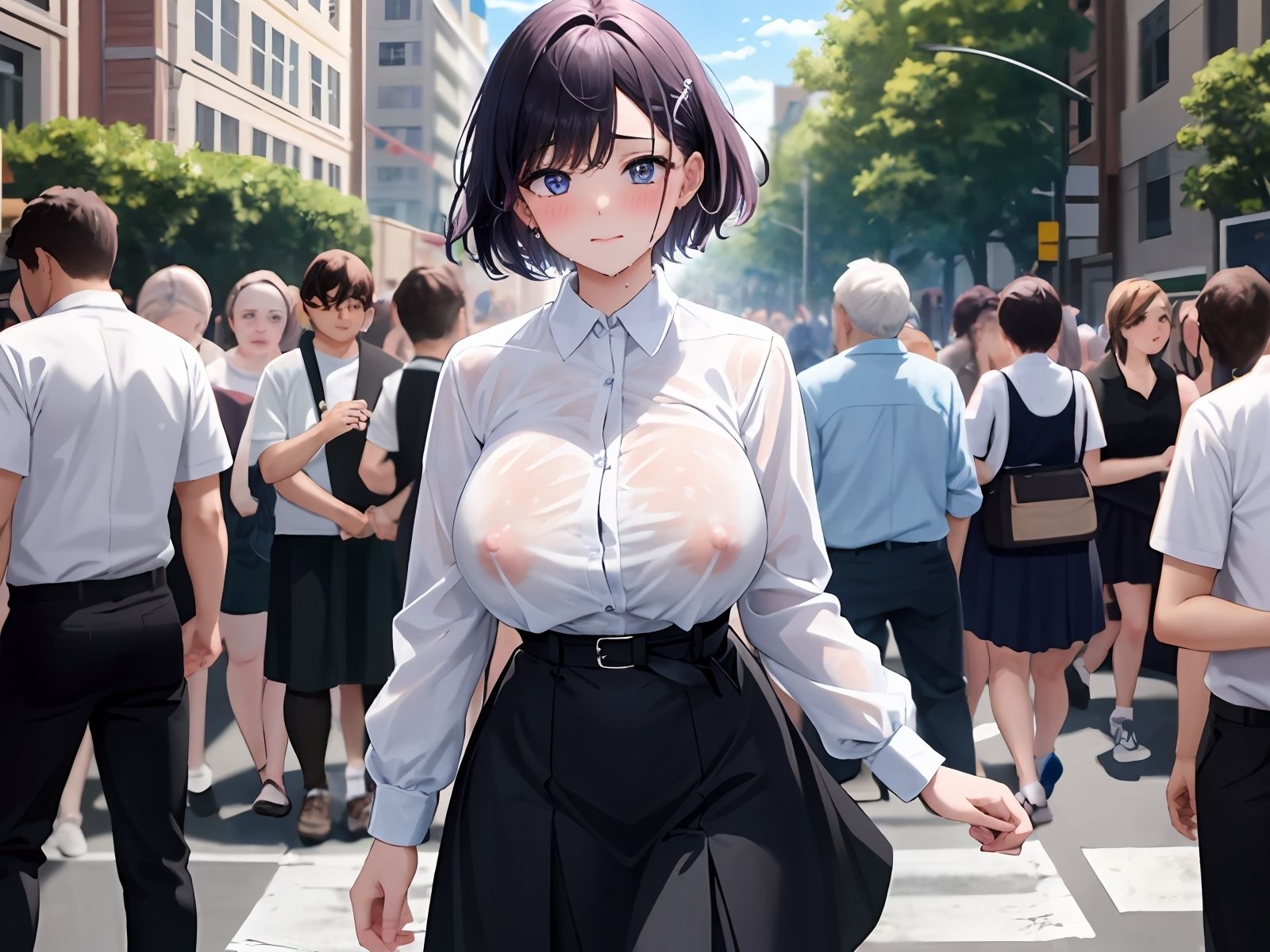 【過激ノーブラ＆ノーパン散歩 第2弾】巨乳声優がおまんこにおもちゃを挿入してミッション散歩にチャレンジ！周囲を気にしながらも自宅前で絶頂〜そして玄関でもオナニー サンプル2ページ目