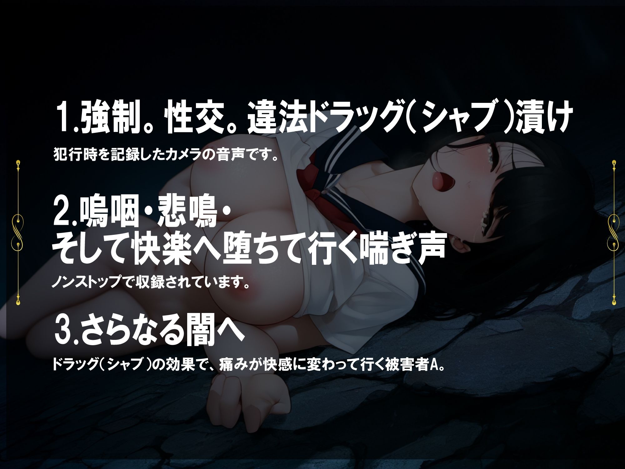 JK拉致レ○プ・シャブ漬・トンネル内での犯行・監視カメラ音声 サンプル1ページ目