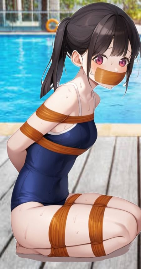 後輩に騙されて縛られた水泳部の美人女子校生スイマー【パンティギャグ】 サンプル2ページ目