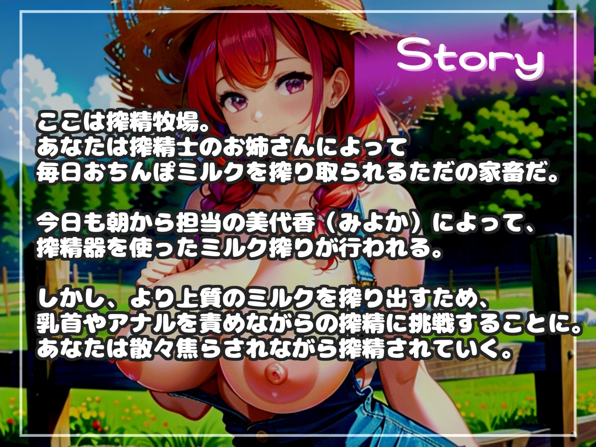 【新作価格】【豪華特典複数あり】【おなサポげーむ】カウントゼロって言うまで出さないでください♪ 搾精士さん♀のミルキングパーラー編♪ 牧場の搾精家畜となり「永遠に」搾り取り続けられるお話 サンプル4ページ目