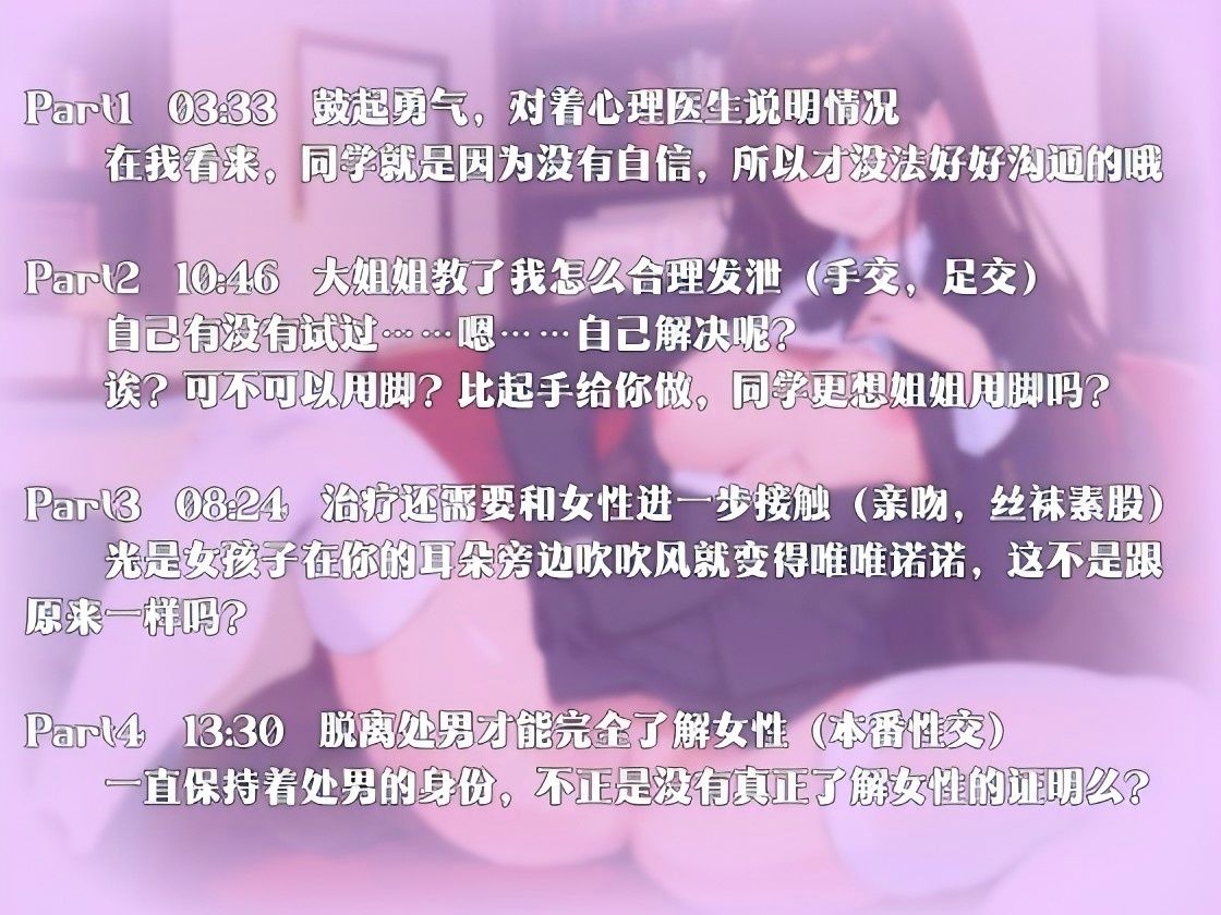 【中国語注意】心理医師の包容的治療〜童貞を卒業すれば、そんなに劣等感を抱かなくなる〜 サンプル1ページ目