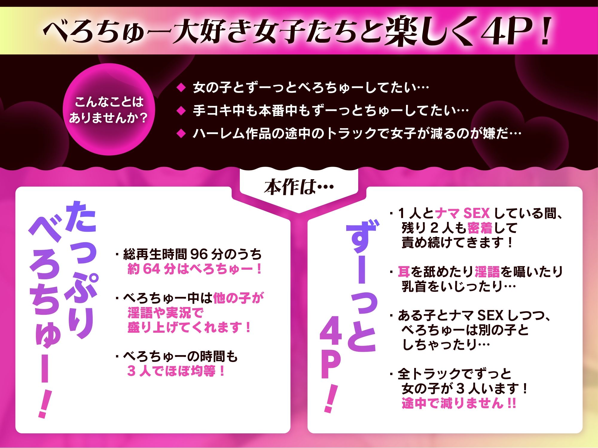 べろちゅー大好きJK3人と濃厚ドスケベ4P-逆ナンされてホテルに直行→好きな子を選んでべろちゅー4PナマハメSEX＆ナマ中出し-【キス特化】 サンプル2ページ目