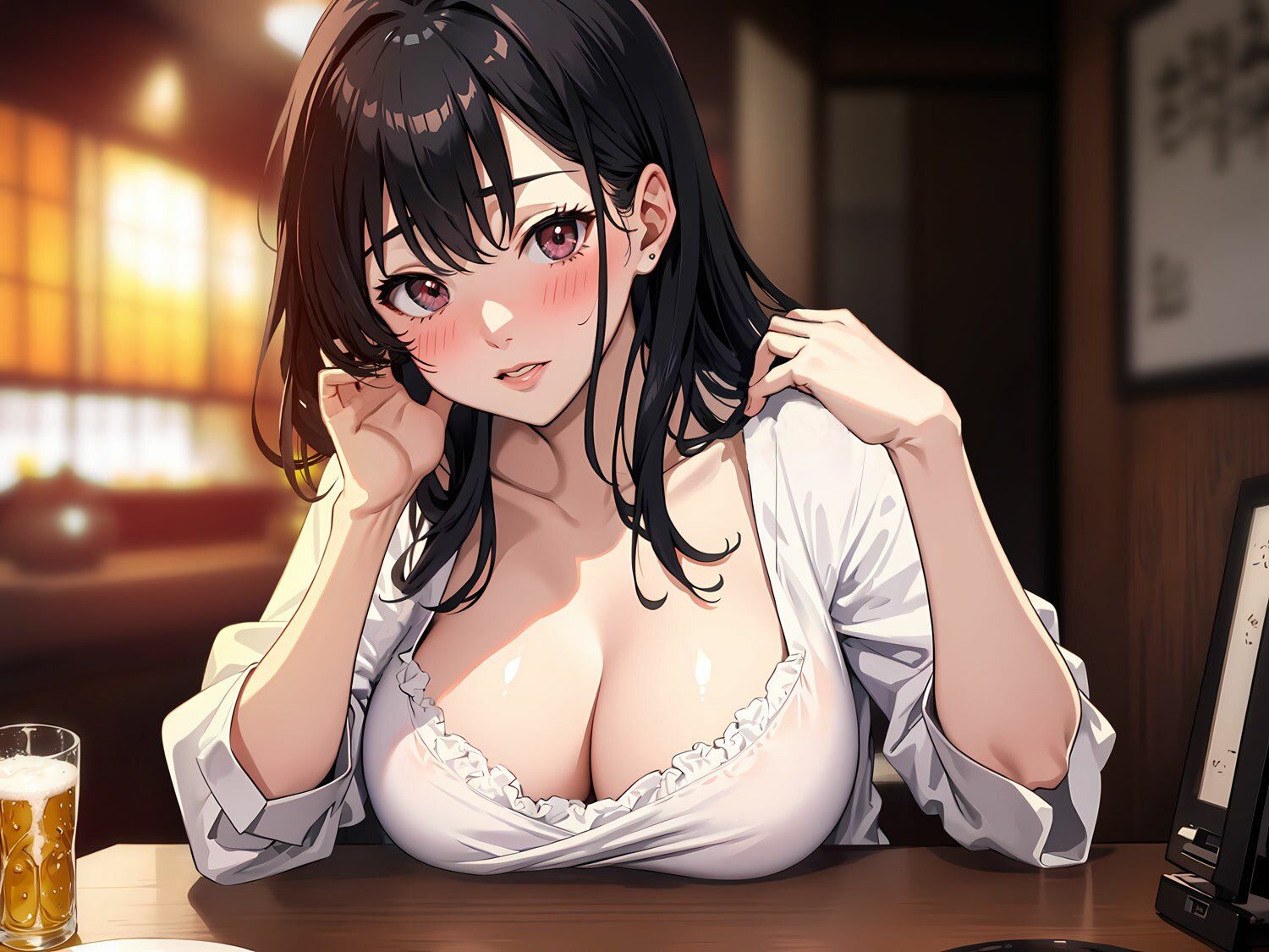 清楚風な巨乳人妻お姉さんと相席して夫の愚痴を聞いてたら…べろ酔い介抱成りイキせっくす サンプル4ページ目