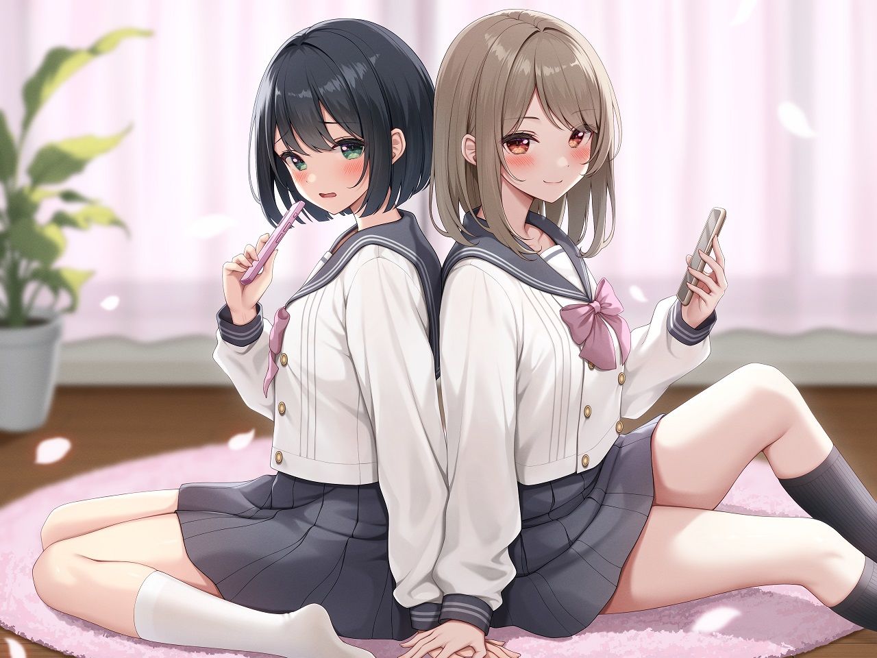 【TS百合】憧れの彼女に焦らされる私は百合堕ちする【KU100】 サンプル2ページ目