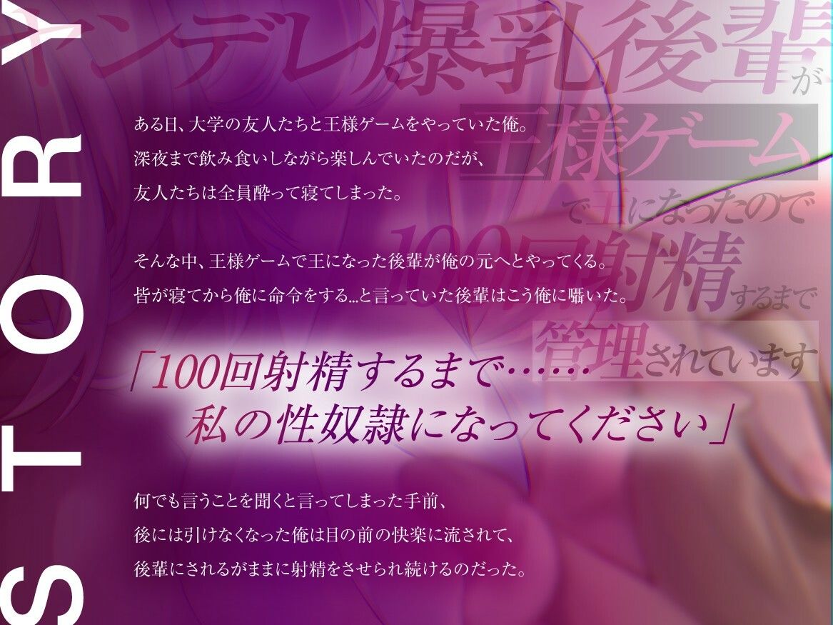 ヤンデレ爆乳後輩が王様ゲームで王になったので100回射精するまで管理されています【1時間40分以上/オナサポ/バイノーラル】 サンプル2ページ目