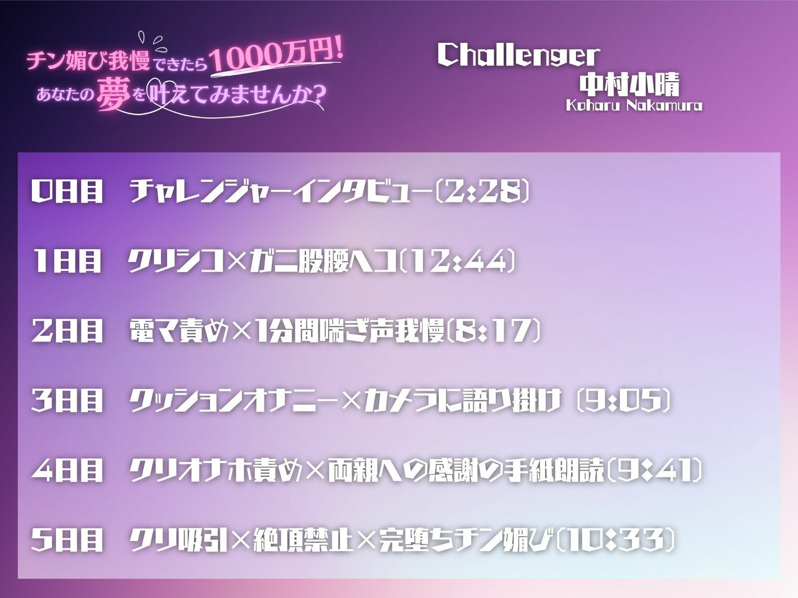 【クリ責め特化】チン媚び我慢出来たら1000万円！あなたの夢を叶えてみませんか？ 〜服飾専門学生中村小晴の場合〜 サンプル3ページ目